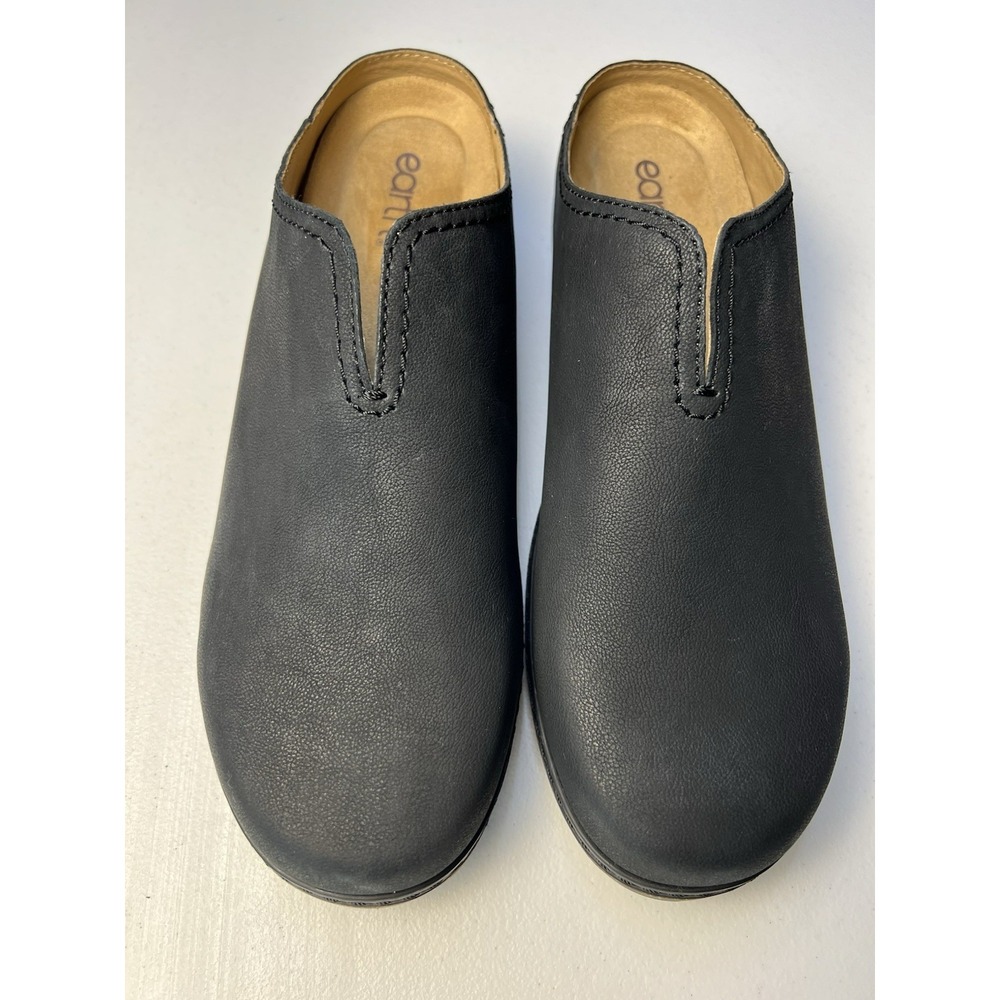 Earth Kolia Black Slip-On Casual Clogs Women Size 11 Cork Footbed Comfort Travel